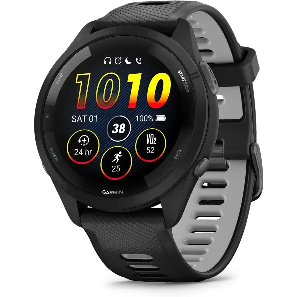 Fast  delivery.Forerunner 265 Running Smartwatch, Colorful AMOLED Display, Training Metrics and Recovery Insights, Black and Pow