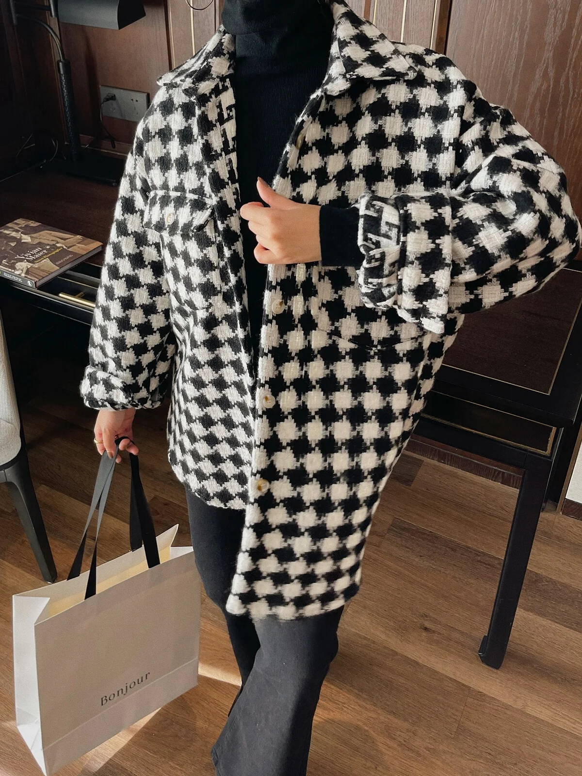 

Женская утепленная шерстяная рубашка в клетку с длинным рукавом, свободного кроя, в корейском стиле, модный топ для осени и зимы, прямой крой