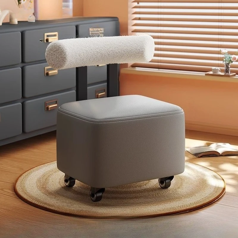 

Pulley low stool living room home backrest universal wheel stool movable makeup modern sedia da trucco Interior furniture