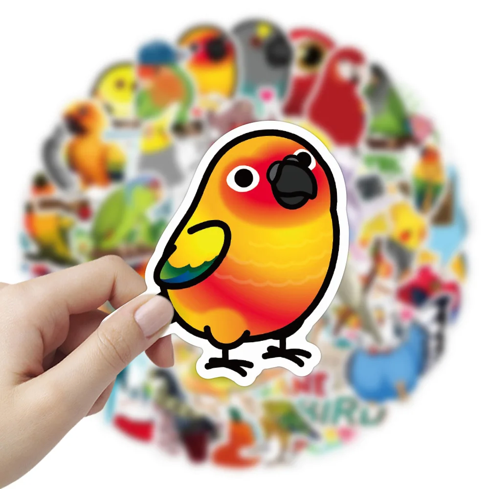 10/30/50pcs Cute Parrot Bird Cartoon Stickers Decal Graffiti Phone Notebook Guitar Water Bottle PVC Classic Toy Sticker for Kids