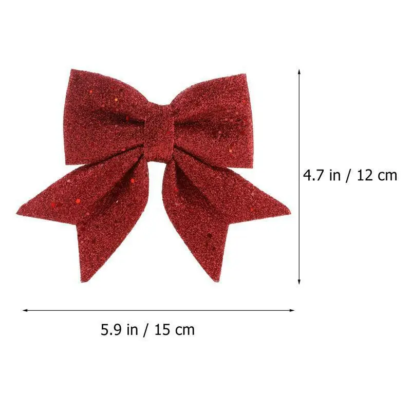 6Pcs Christmas Bows Hanging Decorations Gold Silver Bowknot Christmas Tree Pendant Bowknot Ornaments New Year Xmas Party Decor