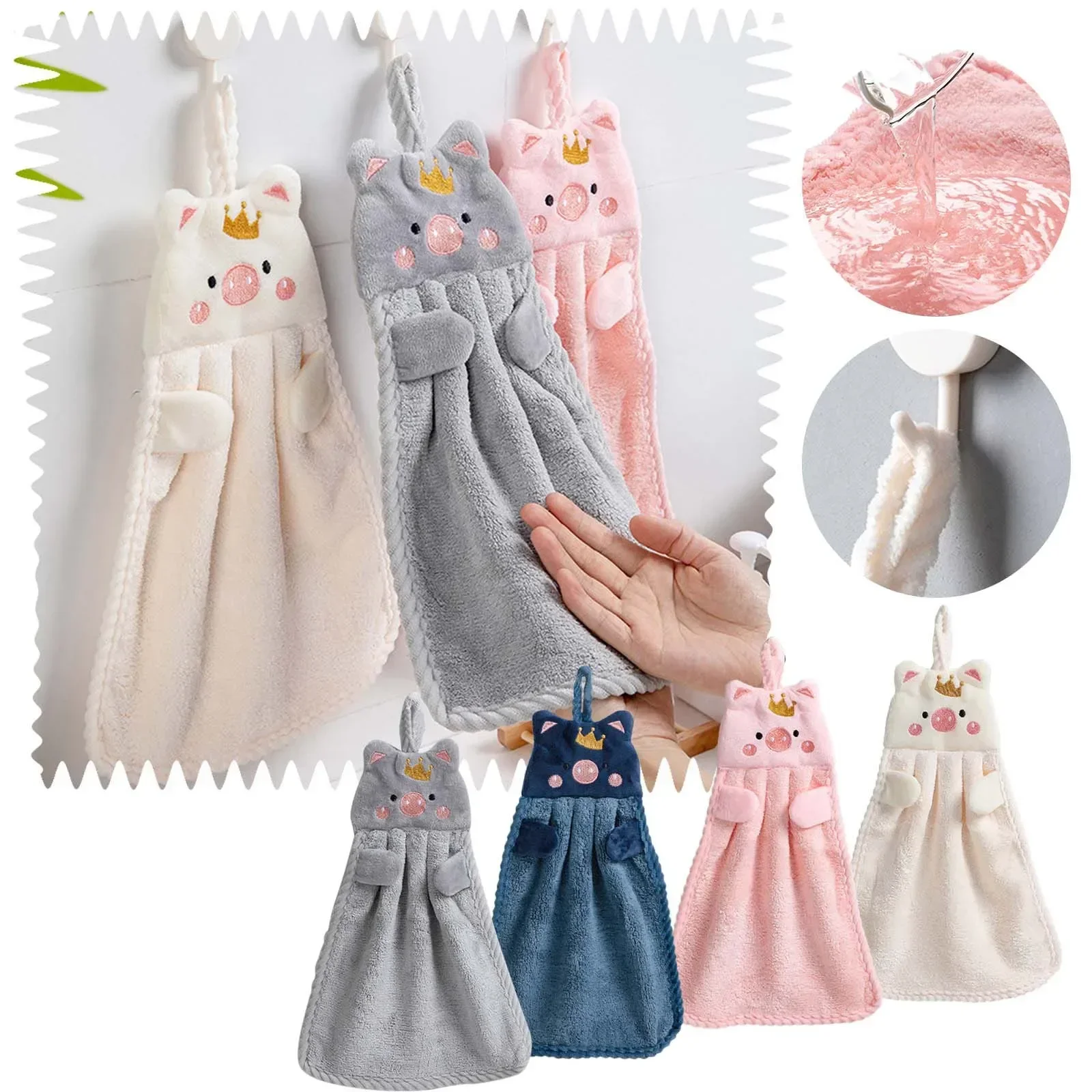 Little Pig Towel Household Cute Absorbent Kitchen Lazy Rag Children\'s Hand Dish Wash Sponge Towels Wipe Hands Towel