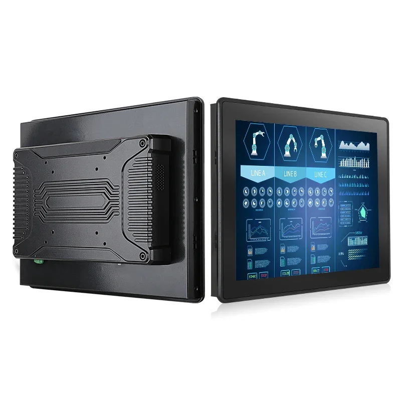 New 11.6 Inch Capacitive Touch Panel Embedded Mount Waterproof Front IP65 All in One Industrial Panel PC USB DVI Monitor