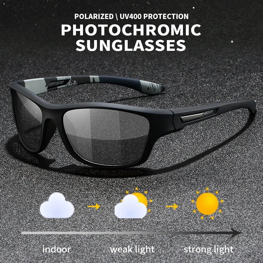 Modische photochrome polarisierte Sport-Sonnenbrille für Herren und Damen, zum Laufen, Bergsteigen, Outdoor-Sport, Schutzbrille