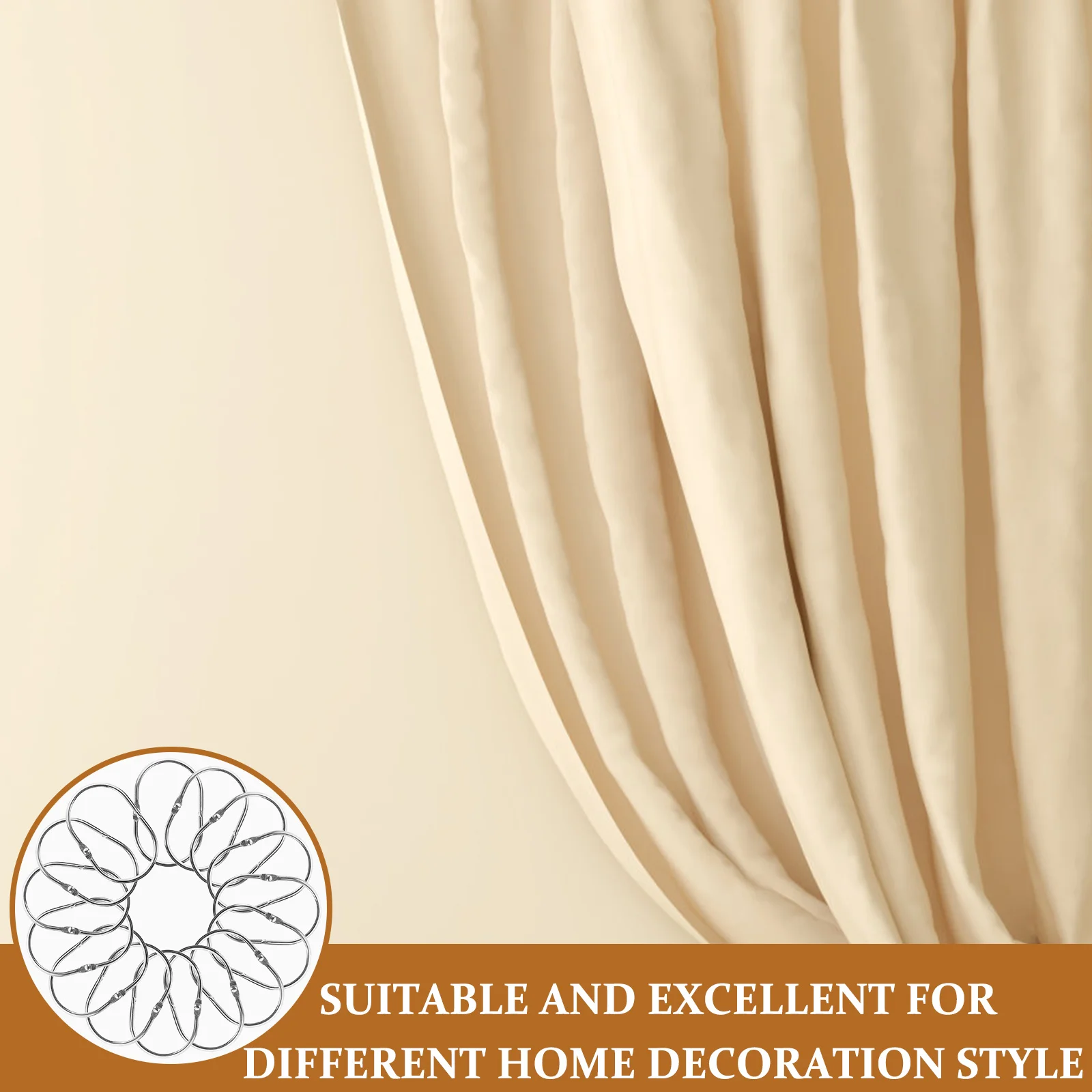 

30pcs Bath Hooks Metal Shower Rings Rust Proof Smooth Heavy Duty Hanging For Bathroom Shower Curtain Track Hooks Decorative