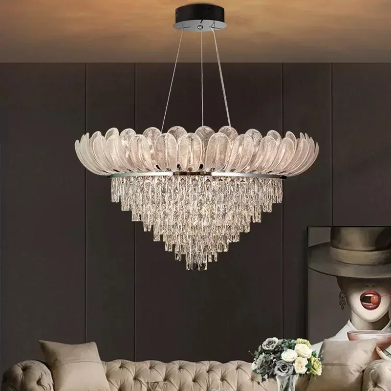 

Luxury Crystal Ceiling Chandelier Lobby Shop Villa Ceiling Lamp Crown Living Room Pendant Lights Home Decorations Lustre