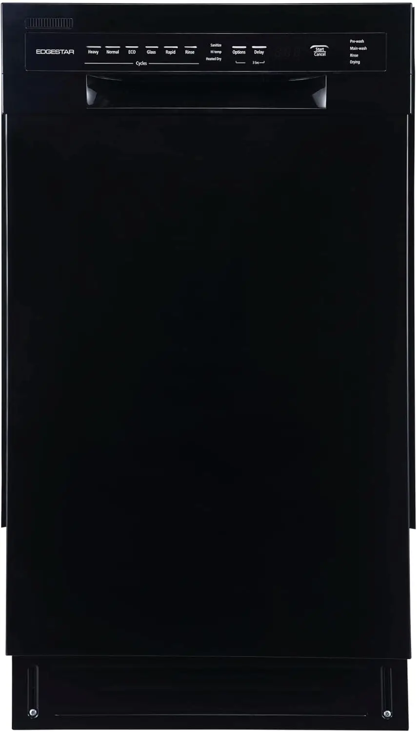 

1802 18 Inch Wide 8 Place Setting Energy Star Certified Built-In Front Control Dishwasher - Black