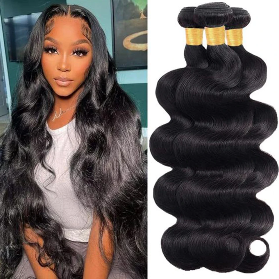 Brazilian Body Wave Bundles Hair Weave Bundles 1/3/4 PCS Human Hair Bundles Natural 8 To 32 34 36 Inch Remy Hair Extensions