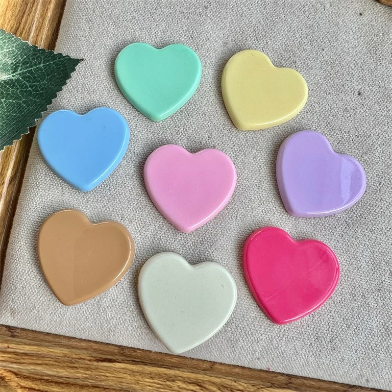 

Newest 50pcs/lot color print cartoon hearts shape resin cabochon beads diy jewelry garment hair accessory