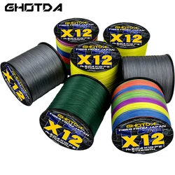 GHOTDA – ligne de pêche tressée X12, fil PE Multifilament, Spinning, Casting, carpe, bar, 100m/300m, 25-120lb