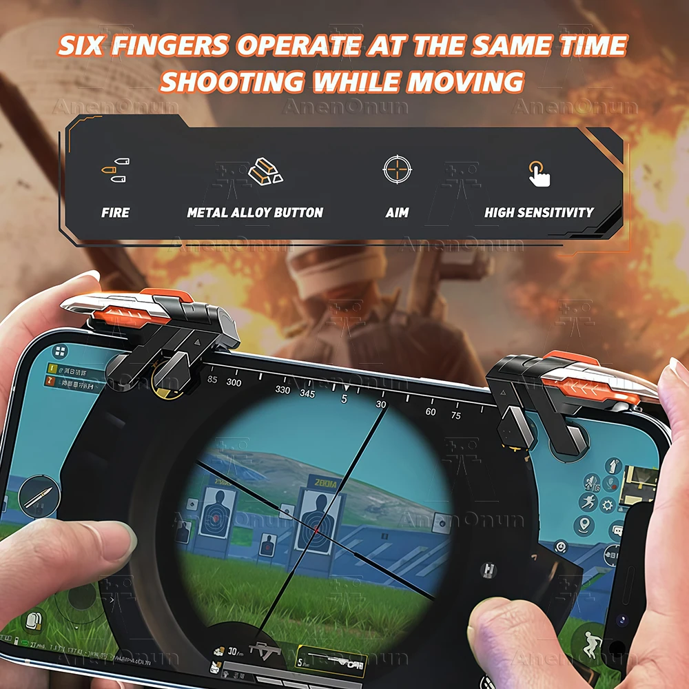 Mobile Gaming Shooter Controller for PUBG,COD,Fortnite,Free Fire Android/iOS Phone Aim Fire L1 R1 L2 R2 Shoulder Trigger Button