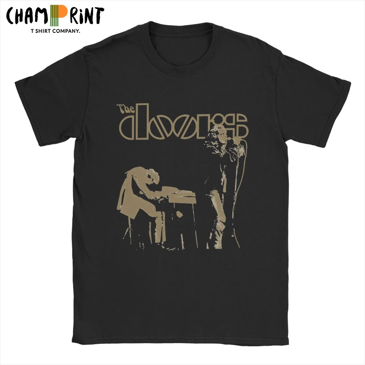 Crazy The Doors Band MOJO RISIN T-Shirts for Men Crewneck Cotton T Shirt Short Sleeve Tees Adult Tops