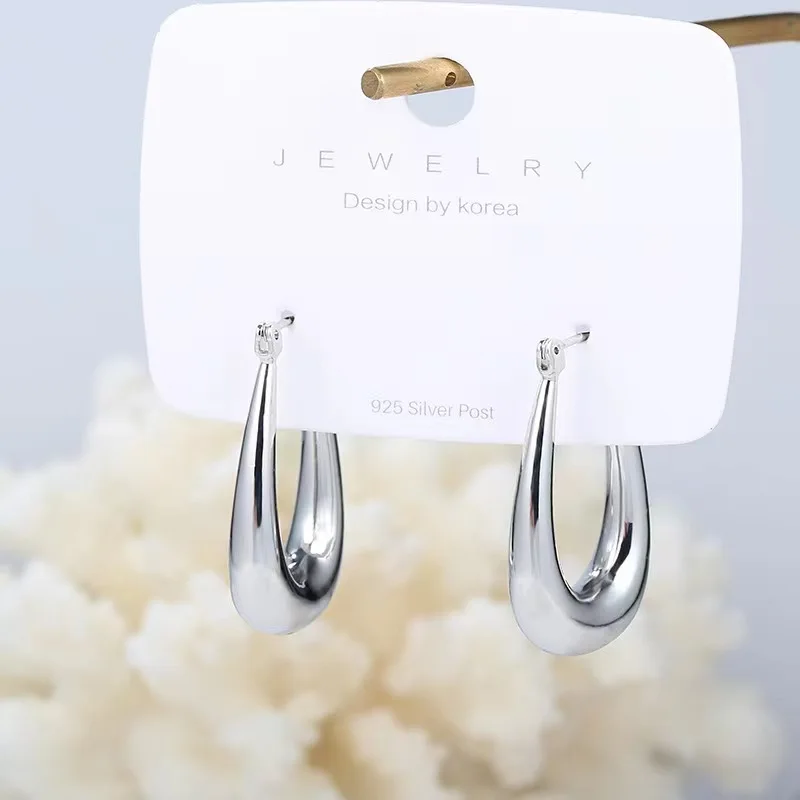 أقراط كلاسيكية على شكل قطرة هندسية ، حلقة دائرية سميكة متعددة الاستخدامات ، رياح معدنية باردة