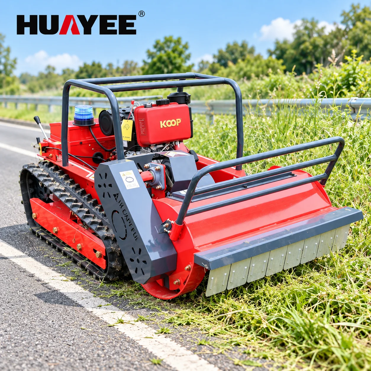 HUAYEE Wireless Remote Lawn Mower Gas Powered Crawler Grass Cutting Equipment for Large Backyard Farm Orchard and Landscape Main