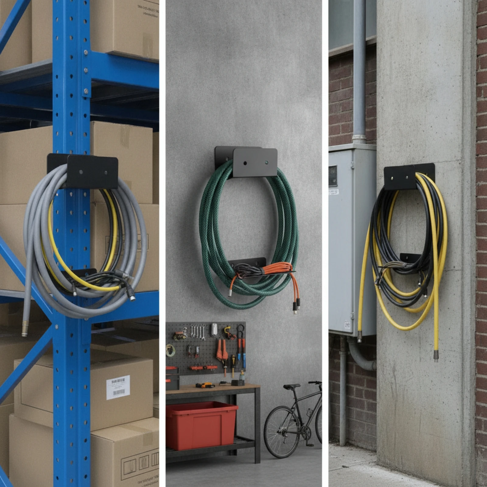 Wall-Mounted Hose Holder Sturdy Wall-Mounted Hose Hanger Cable Organizer Long-Lasting Storage Bracket Rust-Resistant for Garage