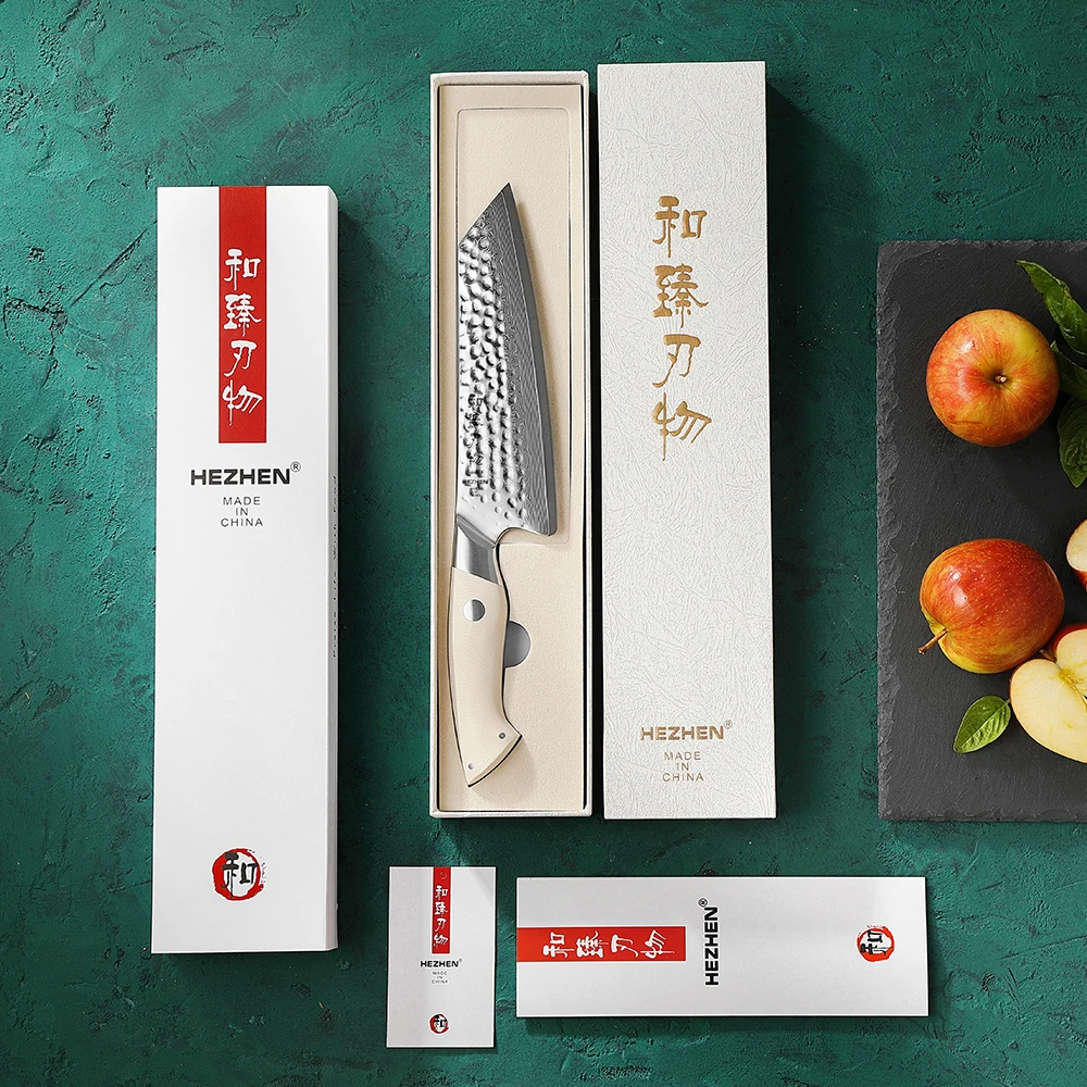 HEZHEN Elegant Series 7 Inches Santoku Knife 67 Layers Damascus Steel Japanese Kitchen Cutlery Tools Gift Box