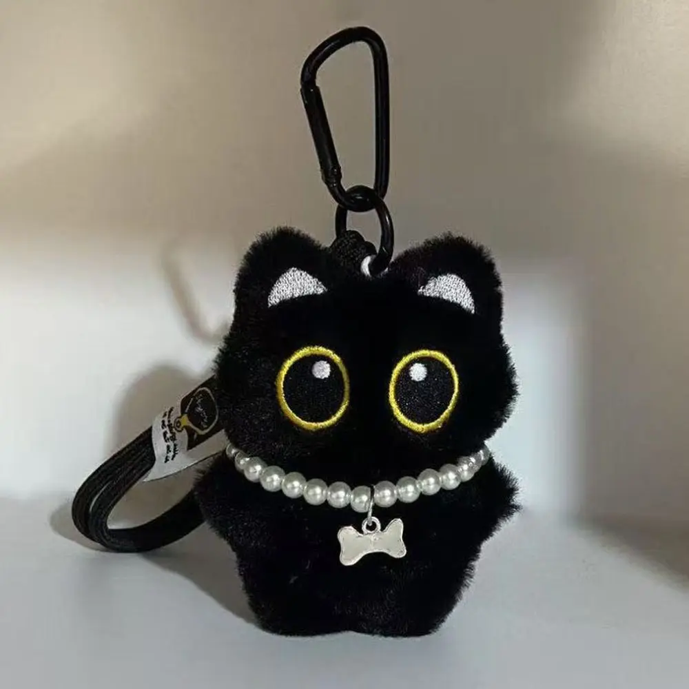 New Badminton Black Cat Keychain Bow Angel Bag Pendant Bell Car Key Ring School Bag Decoration