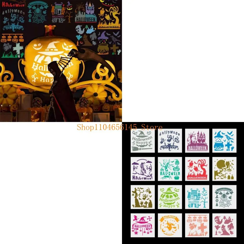 

5asd 16 шт. Хэллоуин трафареты для рисования шаблон набор трафаретов для рисования на тему Хэллоуина