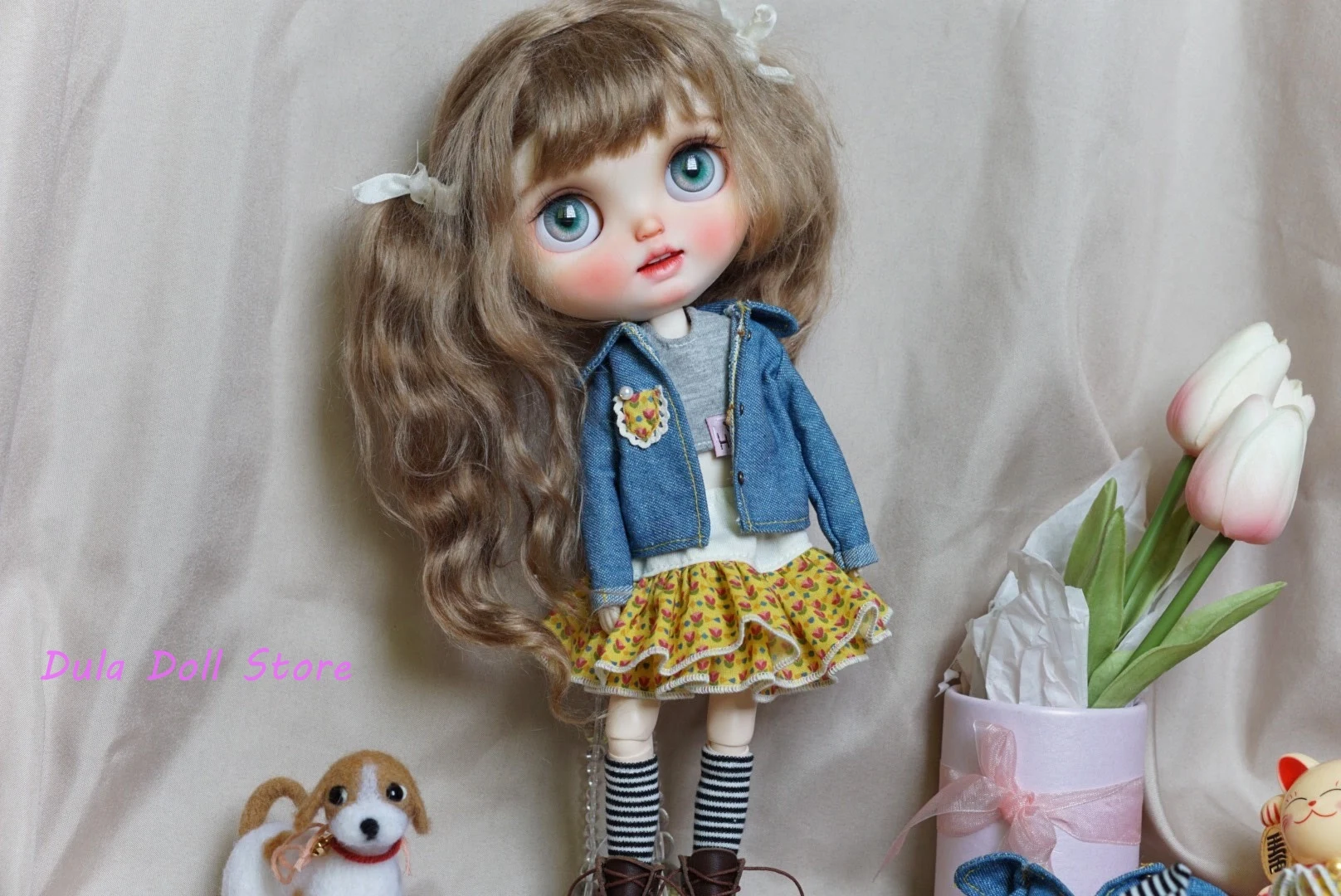 

Dula Doll Clothes Dress Denim jacket and fluffy skirt playful outfit for Blythe ob24 ob22 Azone Licca ICY JerryB 1/6 Doll