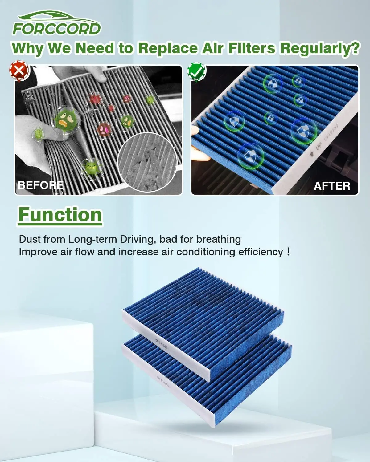 2er-Pack Innenraumluftfilter passend für QX50 (19-25), QX55(22-25),QX60(22-26),ALTIMA(19-26),Rogue (21-26) Aktivkohle-Innenraumfilter