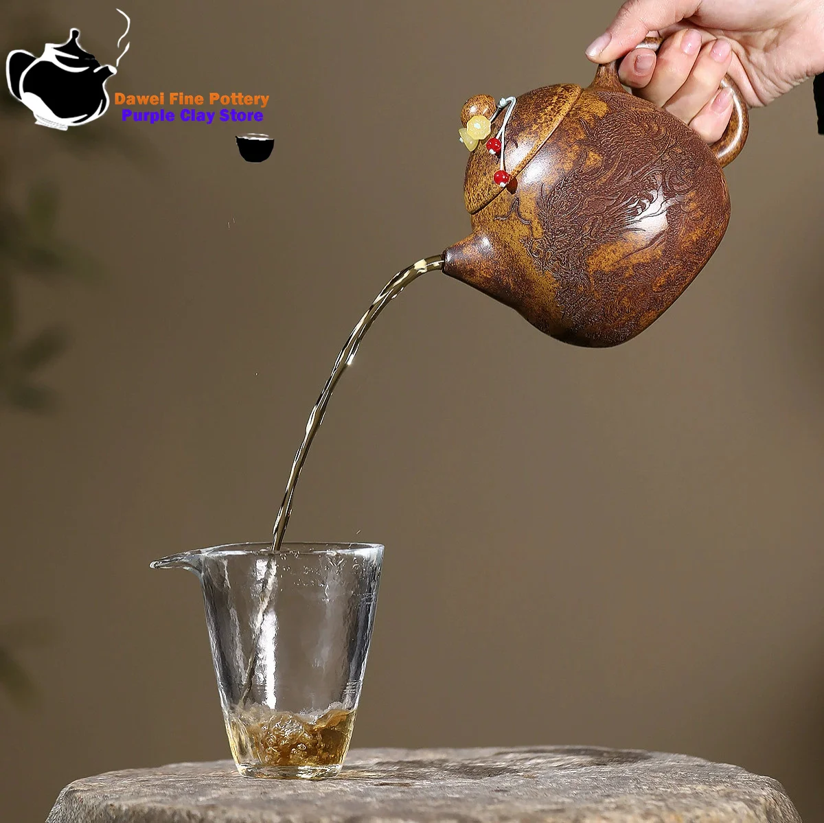 Teiera Yixing in argilla viola, minerale originale, osso di drago, sabbia dorata, uovo di drago a legna, teiera cinese, set da tè Kung Fu