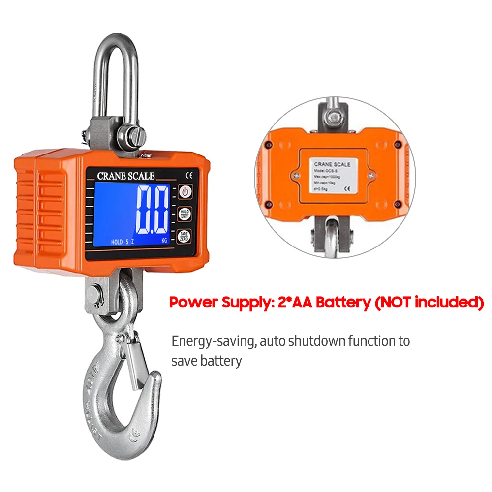 مقياس معلق رقمي 1000 كجم/2204 رطل مقياس رافعة عالي التحمل LCD الخلفية موازين خطافية صناعية وحدة تغيير/عقد البيانات/الفارغة #5