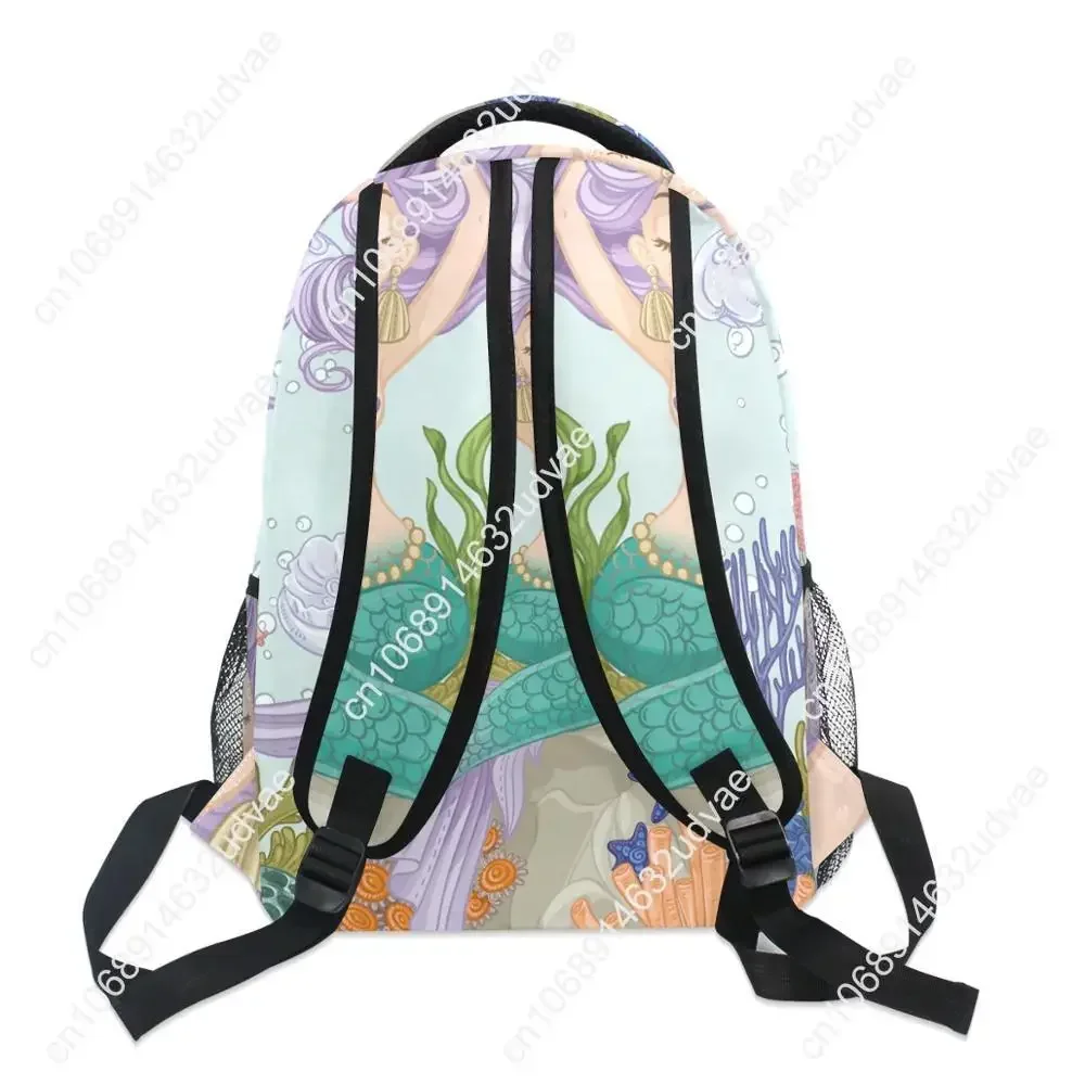 Sac à dos imprimé sirène pour femme, grande capacité, queue de poisson, sac de voyage pour étudiant, sac d'école pour adolescentes, sac à dos pour ordinateur portable