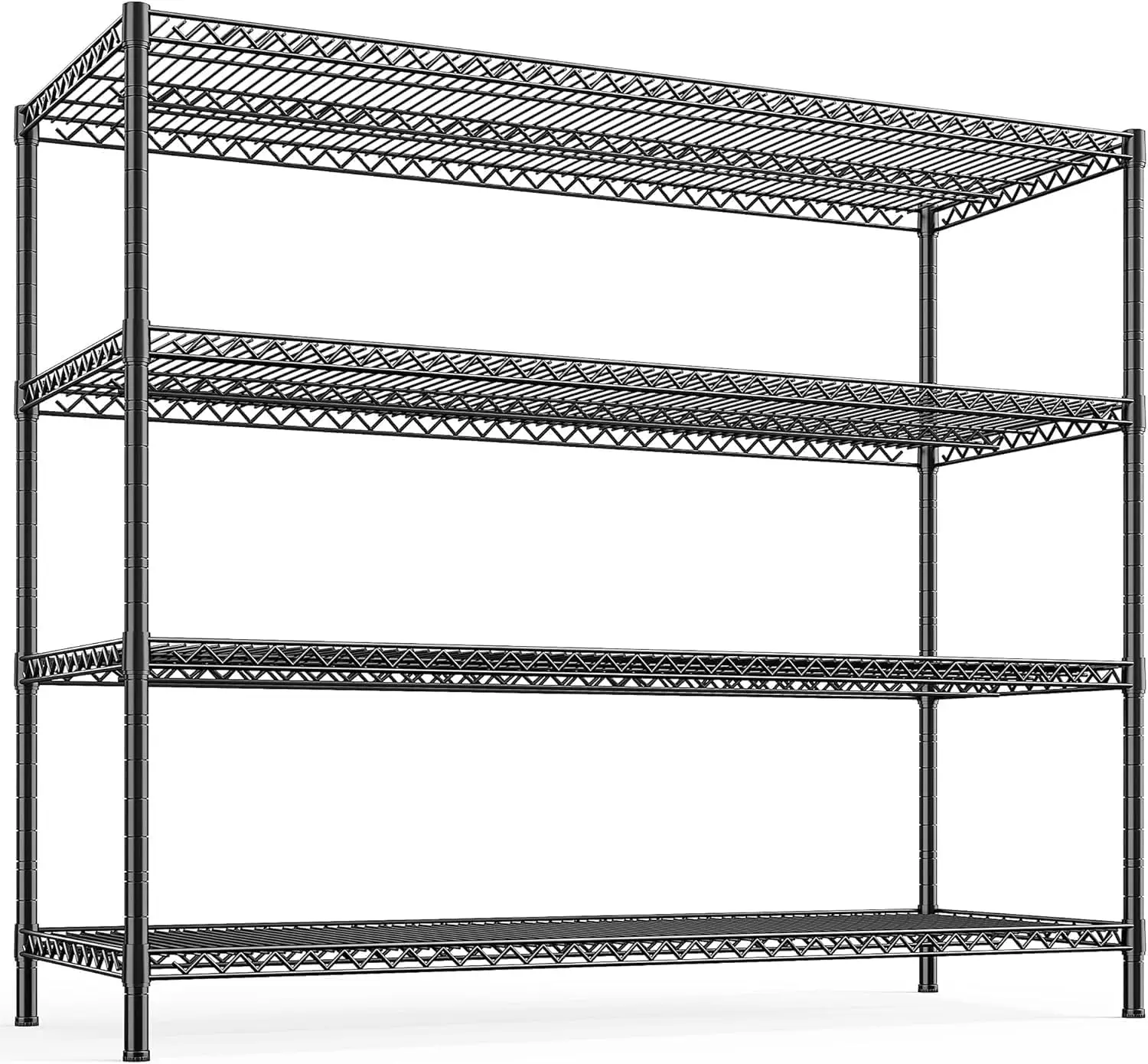 

55.5" W Storage Shelves 2560LBS Metal Shelving 4 Tier Wire Shelving Unit Garage Shelving Heavy Duty Metal Shelves for Storage