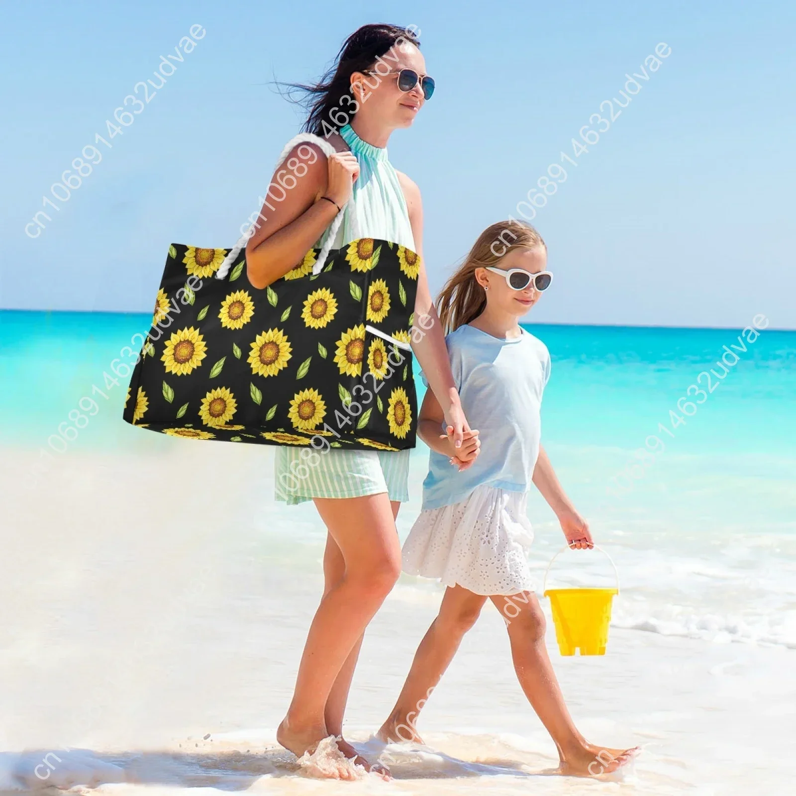 2021 Big Women Handbag Nylon Women Shoulder Bags Sunflower Printing Designer Women Messenger Bags Ladies Casual Tote Bags Beach