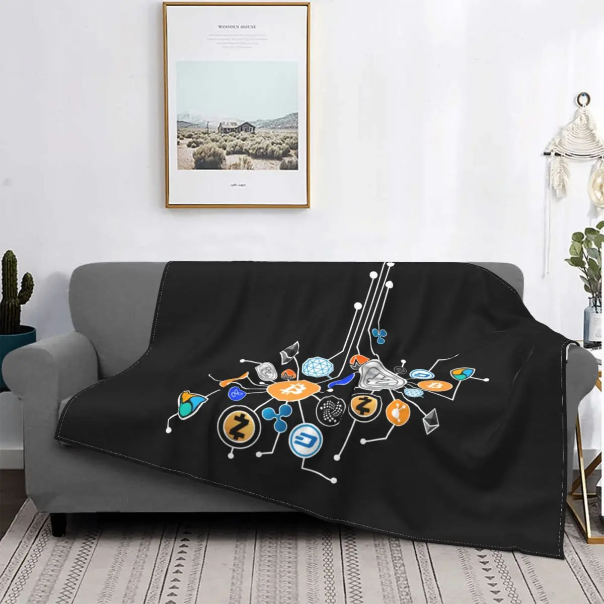 

Cryptocurrency Knitted Blankets Fleece Bitcoin Crypto Btc Blockchain Geek Ultra-Soft Throw Blanket for Bed Bedspread