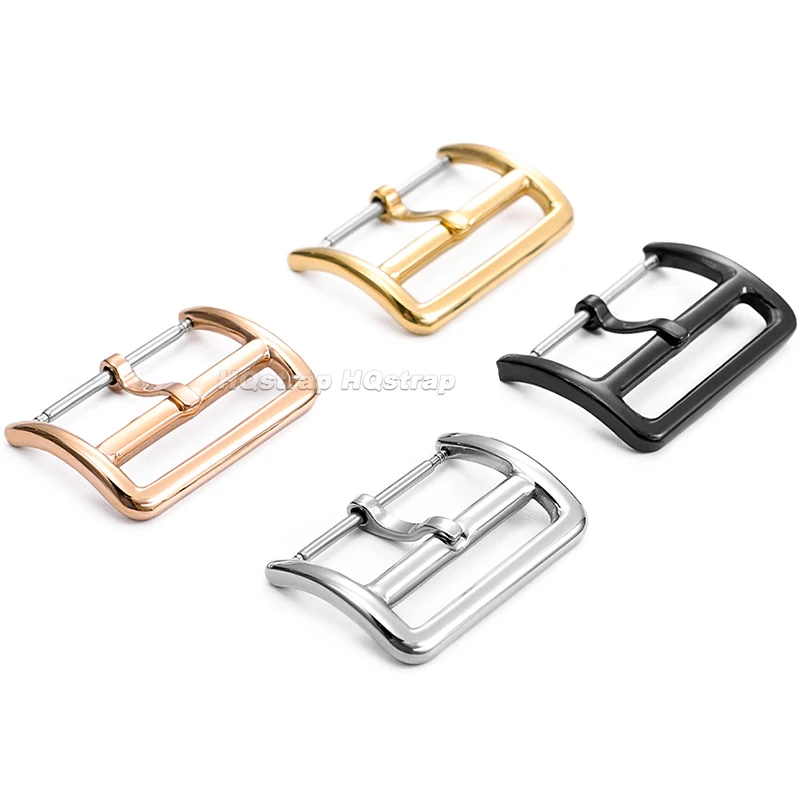 Stainless Steel Watch Buckle 12mm 14mm 16mm 17mm 18mm 20mm 22mm Metal Solid Square Clasp Polished Silver Rose Gold Black Button