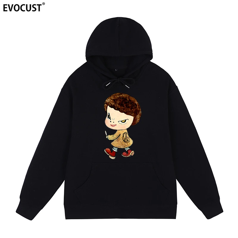 Yoshitomo Nara black Streetwear Hip Hop Casual Hoodies Sweatshirts men women unisex Cotton