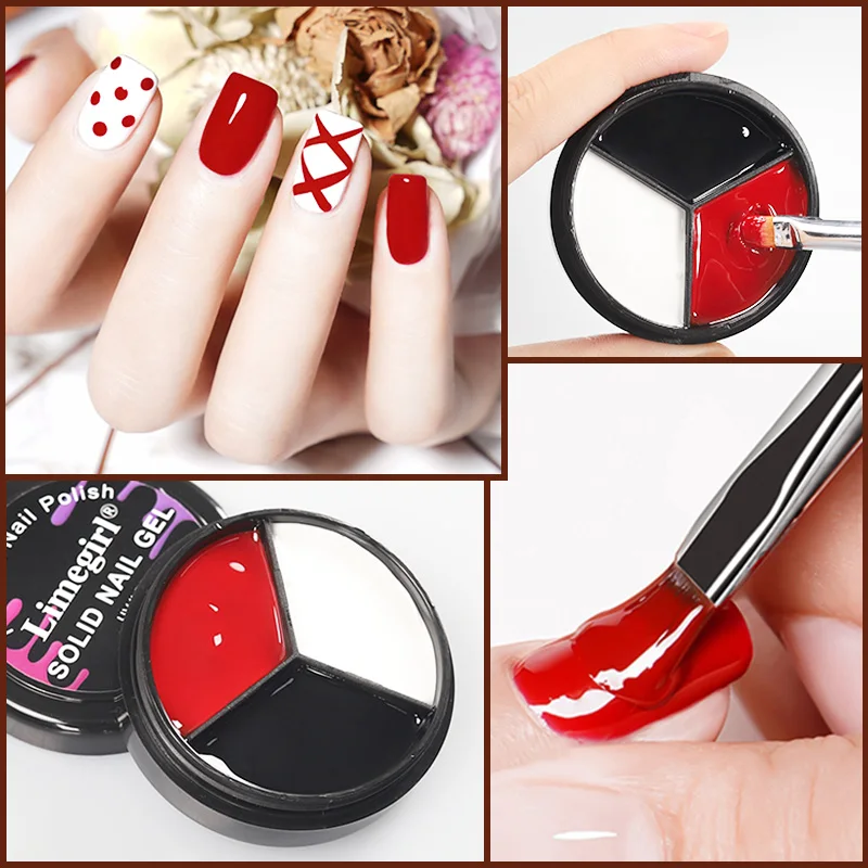 LIMEGIRL الصلبة مسمار الفن هلام البولندية 15 جرام 3 ألوان كريم لينة هلام البولندية لمسمار الفن المبتدئين DIY تصميم المنزل/صالون مانيكير هدية