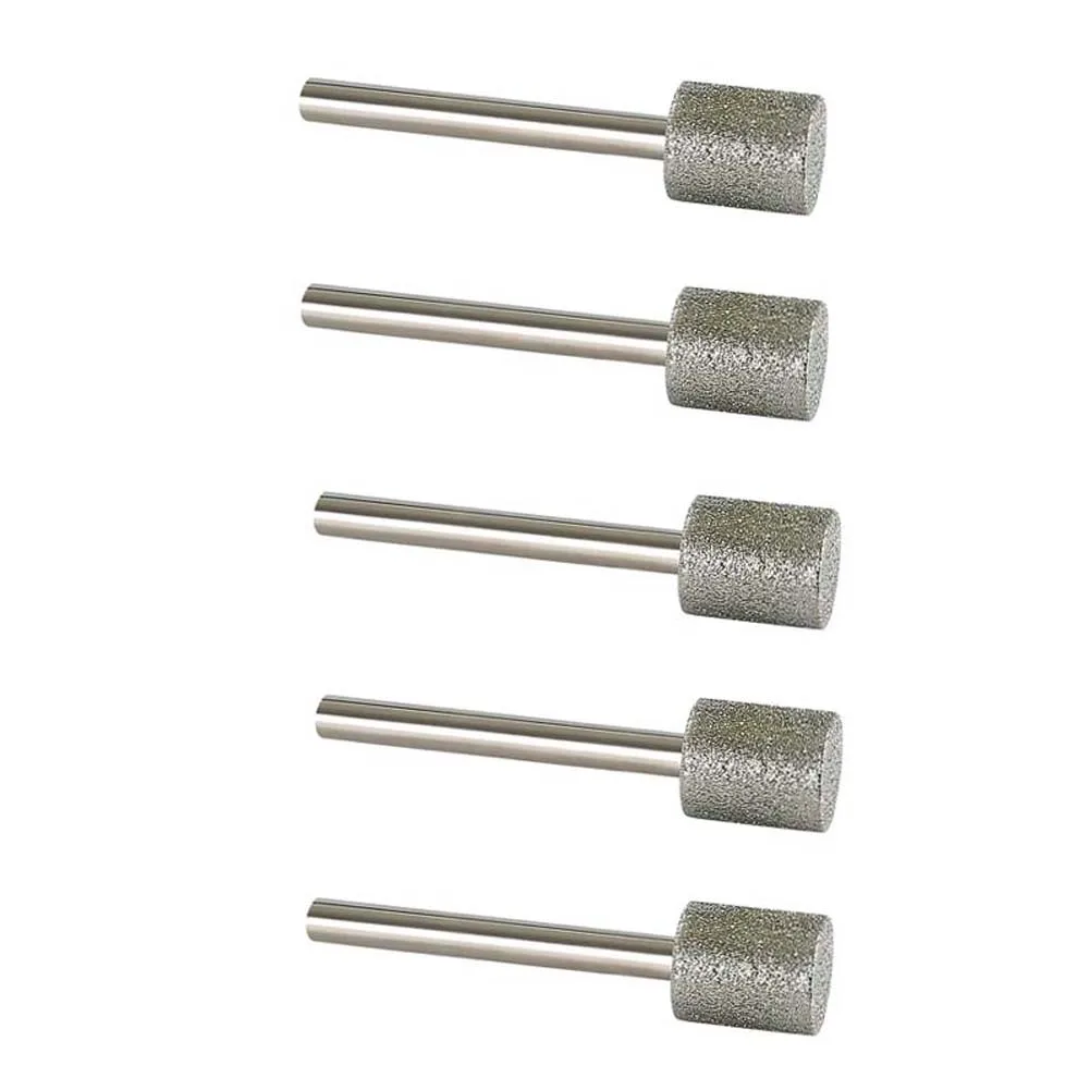 5pcs Cylindrical Burr Grinding Bit Polishing Head For Wood Jade Carving Grinding Engraving Drill Bit Rotary Tools