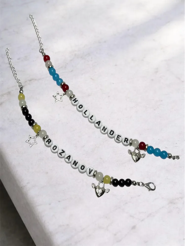 Custom Letter Ice Hockey Rivalry Bracelet | Aesthetic Bangle Single Sale Hollander & Rozanov Inspired for Couples Friends