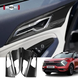 For Kia Sportage NQ5 5 2022 2023 2024 4pcs Car Inner Door Handle Frame Cover Carbon Fiber Sticker Interior Door Bowl Trim
