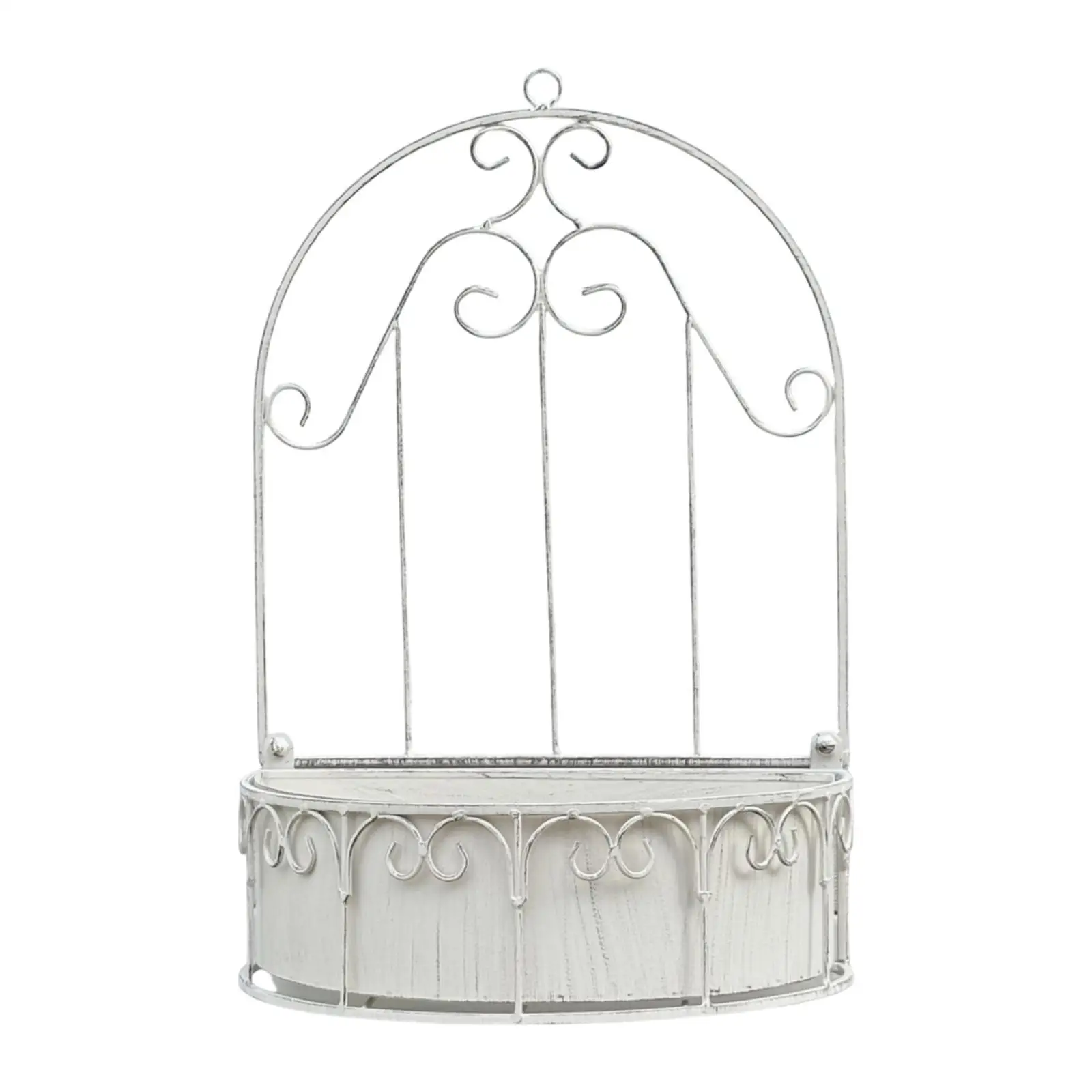 Decorative Metal Hanging Flower Pot Window Design Wall Planter Rustic Iron Holder for Yard and Outdoor Spaces