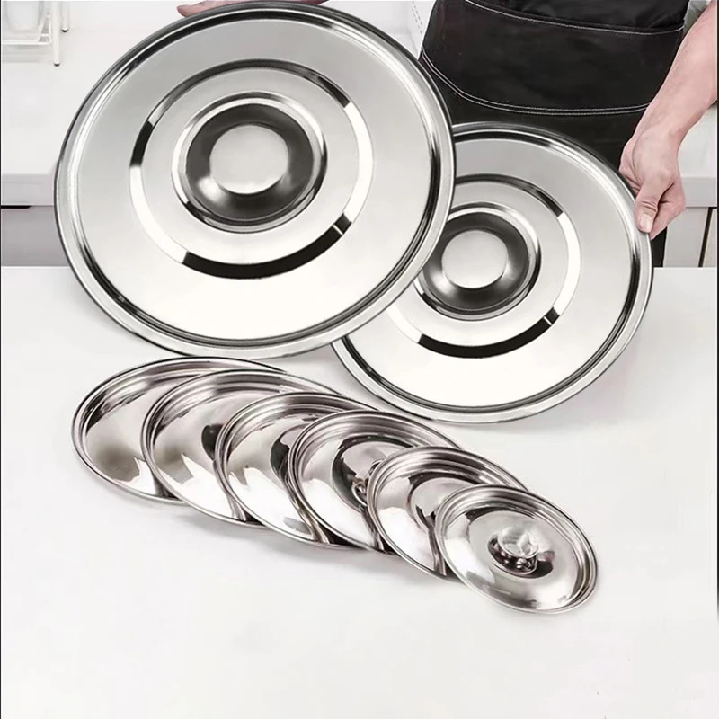 

10-26cm Round Pot Lid Thicken Stainless Steel Saucepan Cover Replacement Universal Kitchen Food Lid Kitchen Supplies