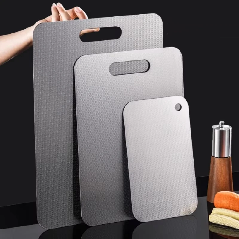 1pc Stainless Steel Panel and Chopping Board Kitchen Household Thickened Double Sided Cutting Board Block Kneading Dough Board