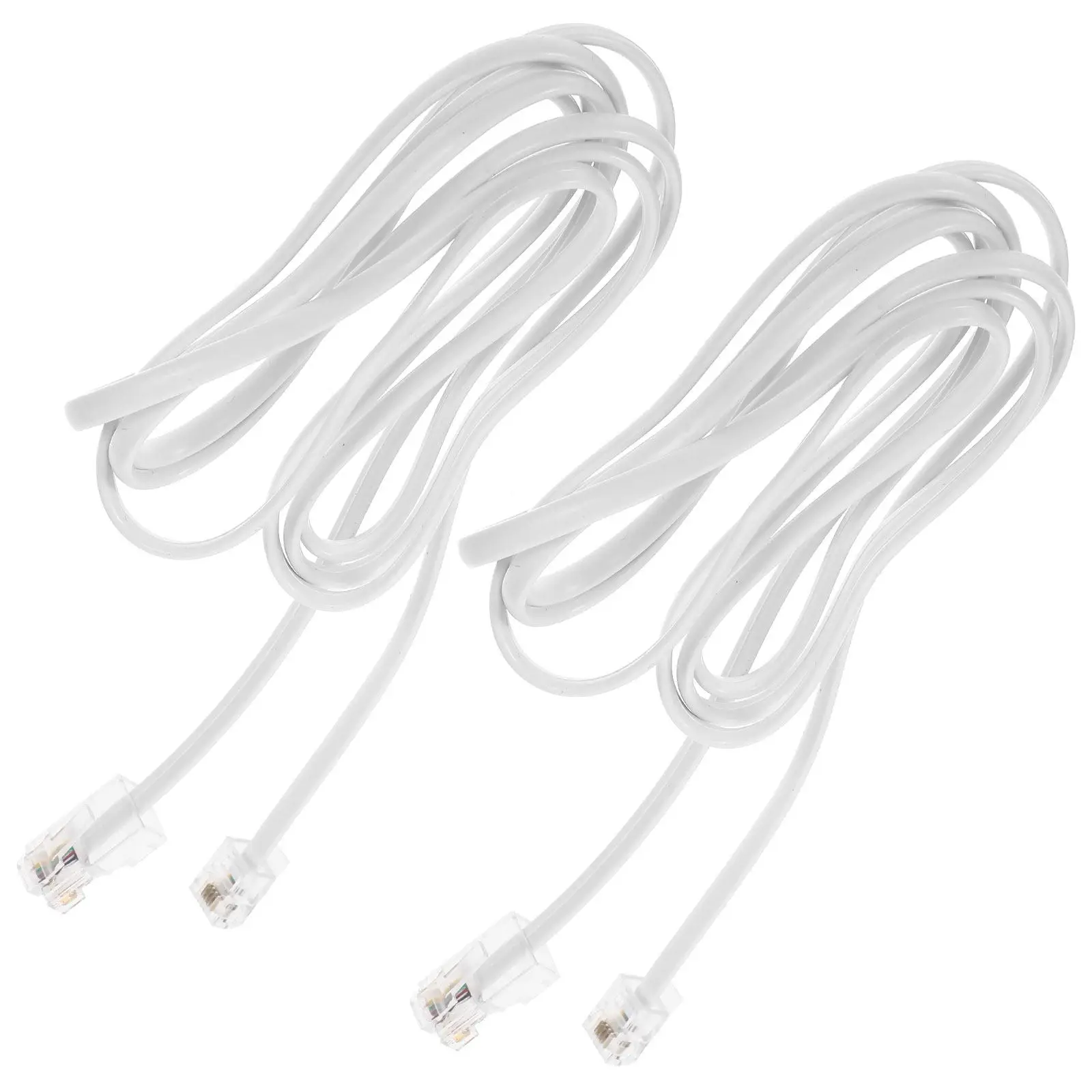 RJ45 to RJ11 Adapter Cable 2pcs 8P8C Ethernet to Phone Line Converter 1 7m Telephone Extension Cord White PVC Jacket Copper Wire