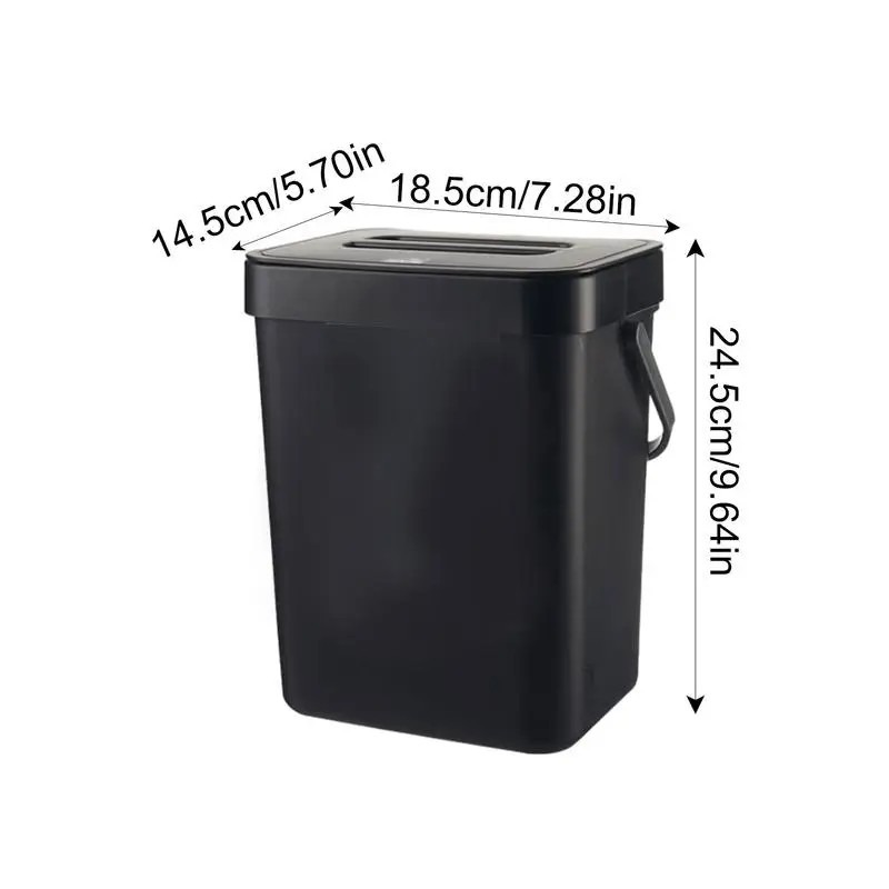 3/5L Trash Can Kitchen Garbage Holder Bathroom Hanging Wall Mounted Storage Bucket Rectangular Desktop Bin Container