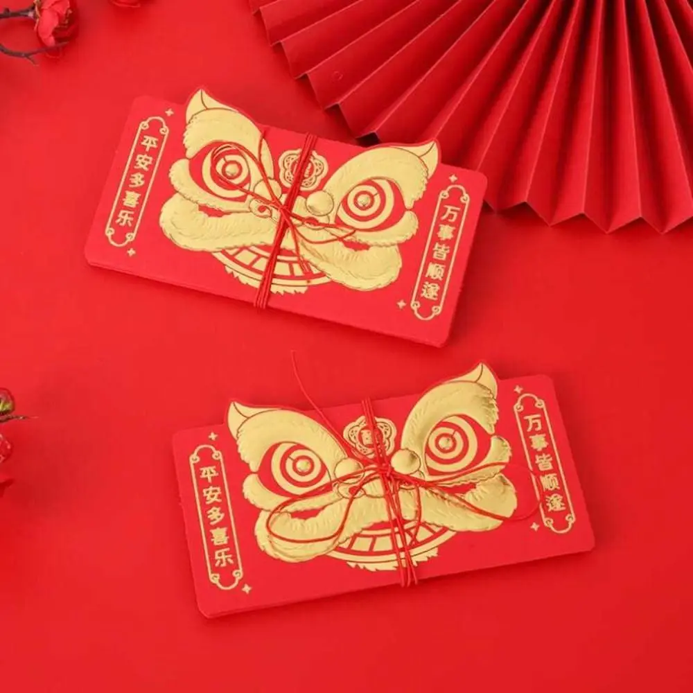 

3Pcs/set Fodable Awakening Lion Red Pocket Paper DIY Packing Folding Red Envelope Lion Pattern Luck Blessing Bag Party Gifts