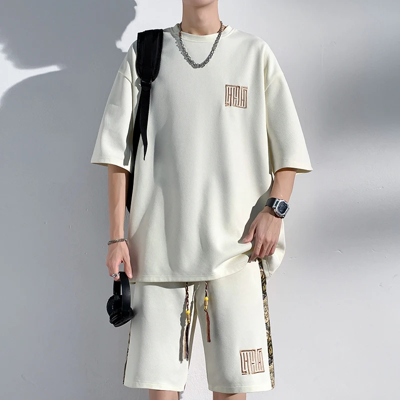 

Men's Summer Spor ort Sve Beachwear Set High Street Design Sensation Casual Wear Comfortable Fabric Teenage Size