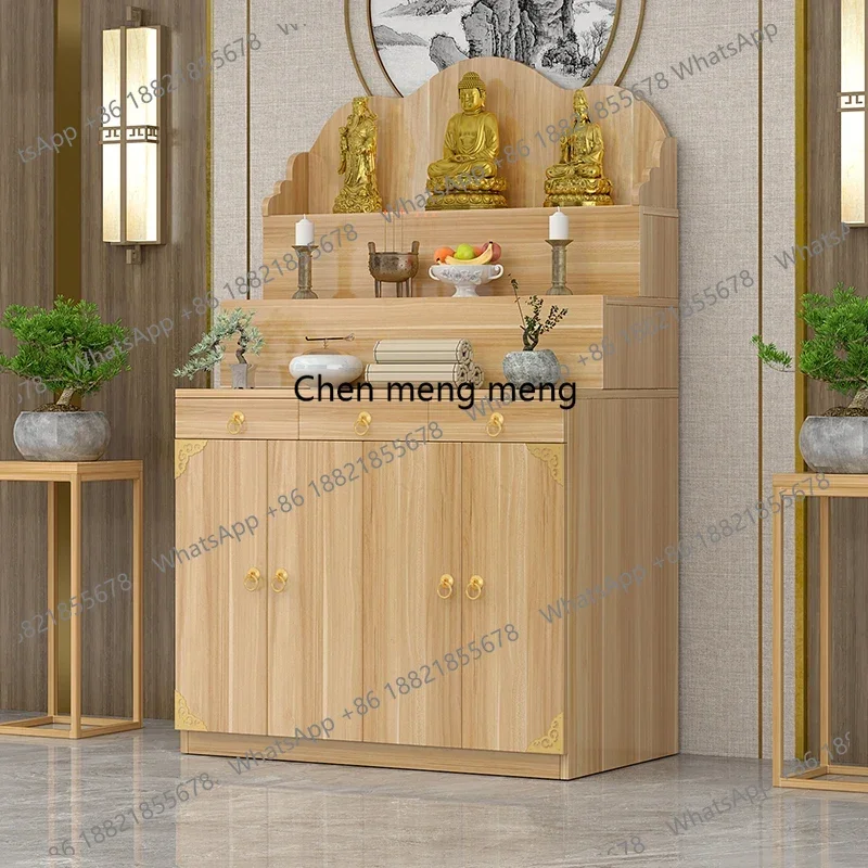 New Chinese Household Altar Incense Burner Table Economical Altar Three-Layer Heightening Buddha Shrine feng shui