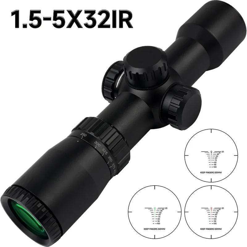 1.5-5X32IR Optical Reflex Scope Red/Green Adjustable Riflescope Tactical Outdoors Airsoft Snipe Sight Hunting Accessories