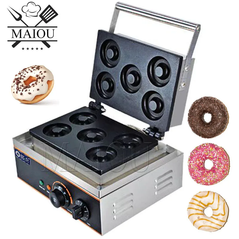 

High Quality Pastry Mini Doughnut Making Machine 1550w Commercial Electric 5 Hole Donut Waffle Machine