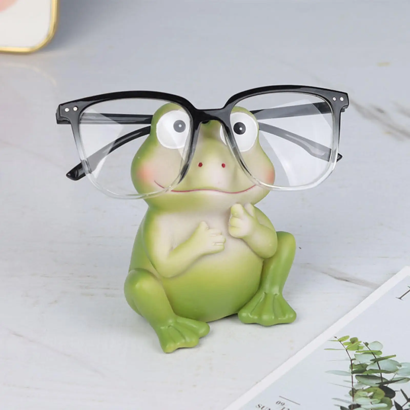 

Frog Eyeglass Holder Stand Fun Resin for Kitchen Desk Accessories NightStand