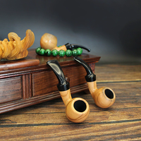 Olive Wood Smoking Pipe Heat-Resistant Lightweight Portable Tobacco Pipe Acrylic Curved Handle
