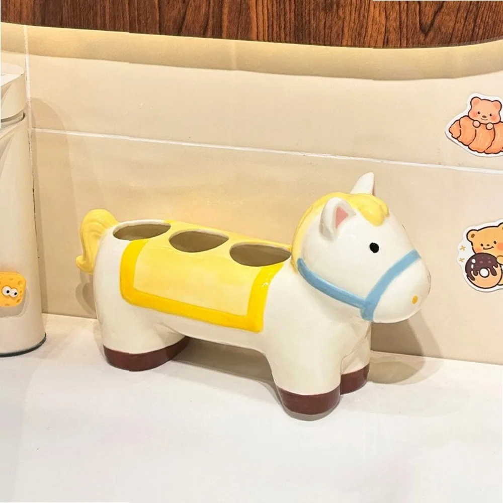 Rotating Carousel Ceramic Electric Toothbrush Holder Organizer Bathroom Vanity Toothpaste Toothbrush Stand