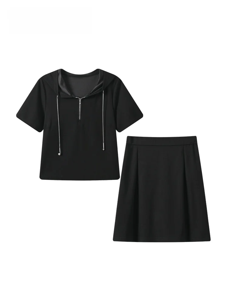 

CaraCLUB plus Size College Style Set Dress Women Summer New Flattering Short Skirt Hoodie Top Polyester Fiber Pear Shape